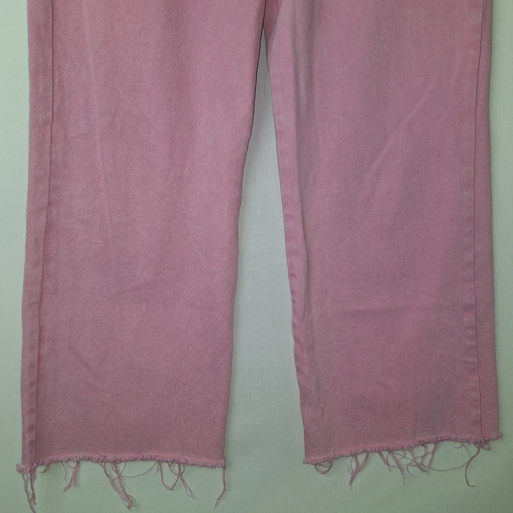 Pink‎ Denim Jeans High Waisted Wide Leg Y2K Bubblegum Sassy Shortcake L Large